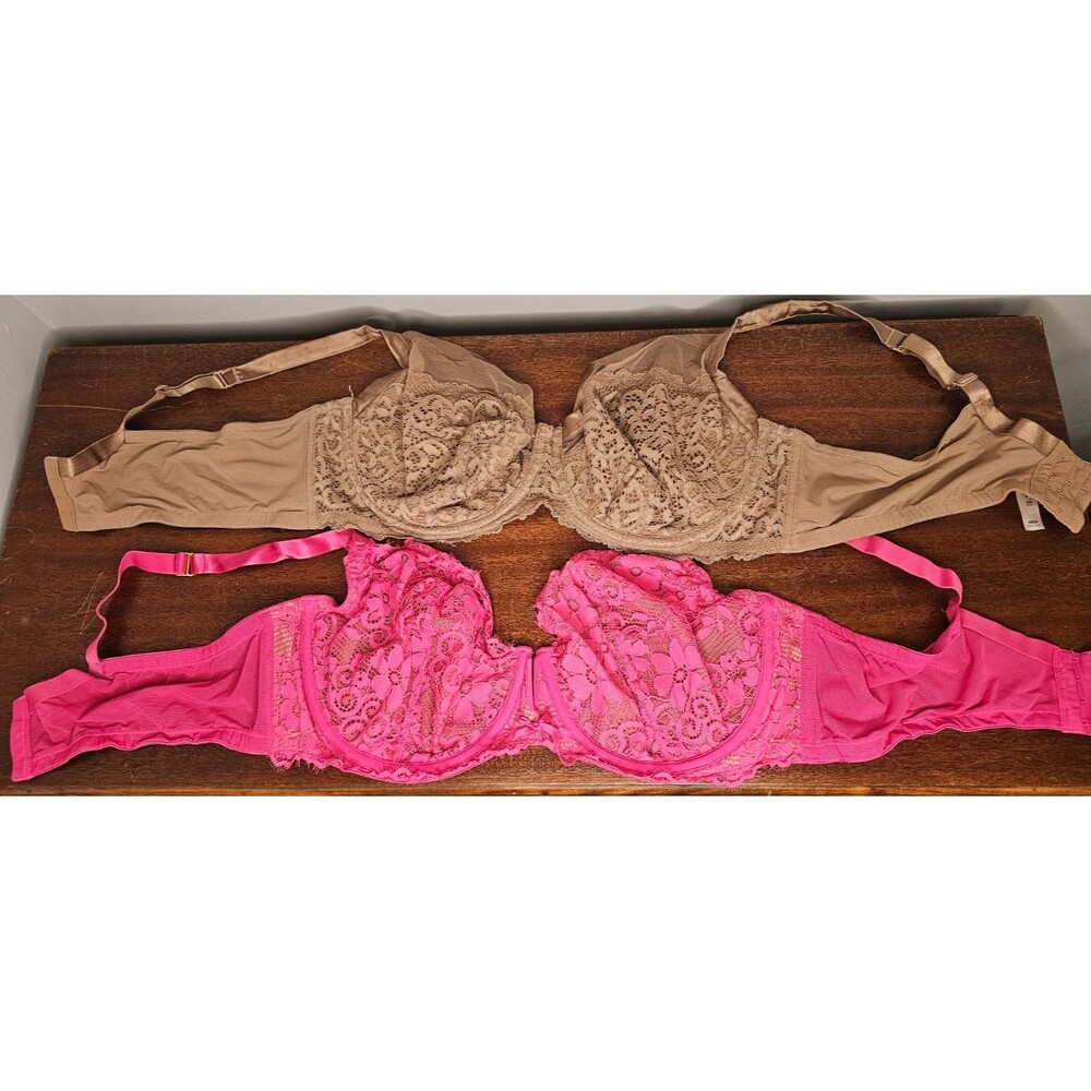 Lot of 2 Cacique Bras UnlinedBalconette/Lightly Lined Balconette Sz 46DD